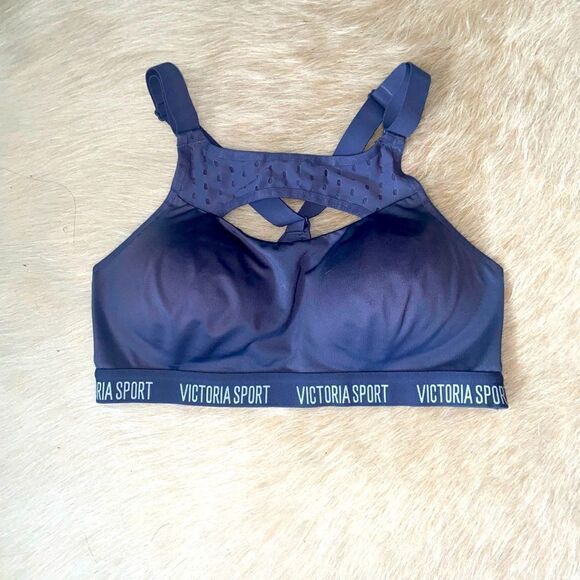 🪦 Victoria Secret Sport Firm Bra W/ Key Hole Size 32C Blue steel - Picture 1 of 8